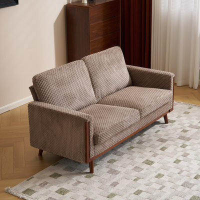 Modern Farmhouse Velvet Upholstery Loveseat With Frame Compact 2-Seater Couch For Small Space