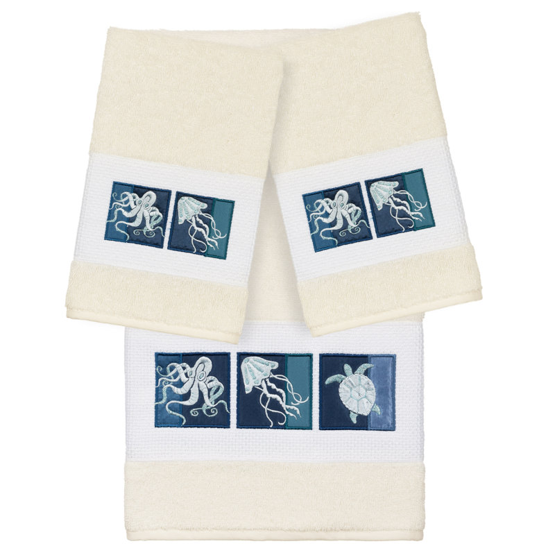 AVA 3 Piece Turkish Cotton Towel Set, Cream