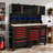 Wall-Mounted Double-Door Cabinet With Tool Rack, Hanging Basket Hook, Storage Shelf, Hanging Wall Stainless Steel Hole Plate-Black&Red