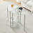 Glass Sofa Table Side Table Small With Storage Shelf, Living Room 2 Tiers Corner Coffee End Table Bedroom Little Nightstand Beside Table (Clear, Triangle)