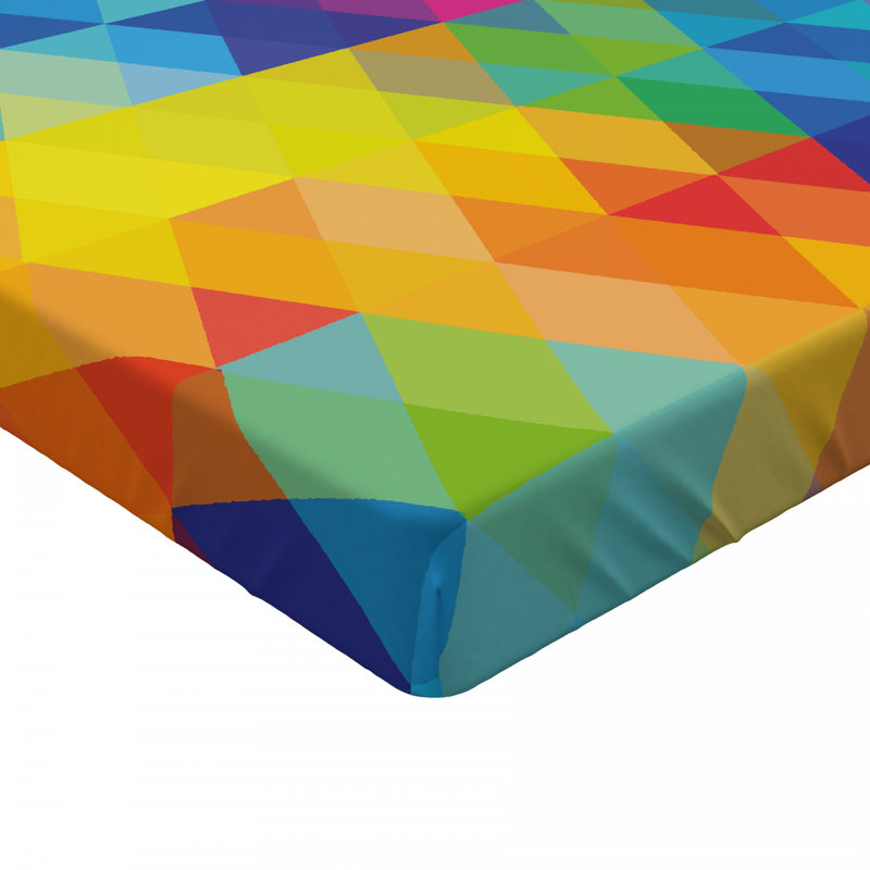 Drap-housse numérique à motif géométrique, Drap-housse grand, Géométrique rouge / bleu / jaune