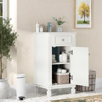 Meuble-lavabo compact français avec armoire en bois massif et lavabo en céramique pour des salles de bain élégantes