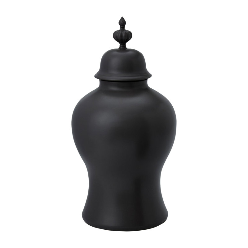 Beaufort Ginger Jar-Matte Black, 13.5" H x 7" W x 7" D, Matte Black