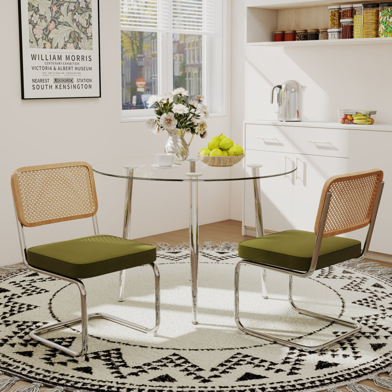 Ensemble de salle à manger 5 pièces, H 29,5 po x L 36 po x l 36 po, Vert, 3 pièces : Table, 2 chaises
