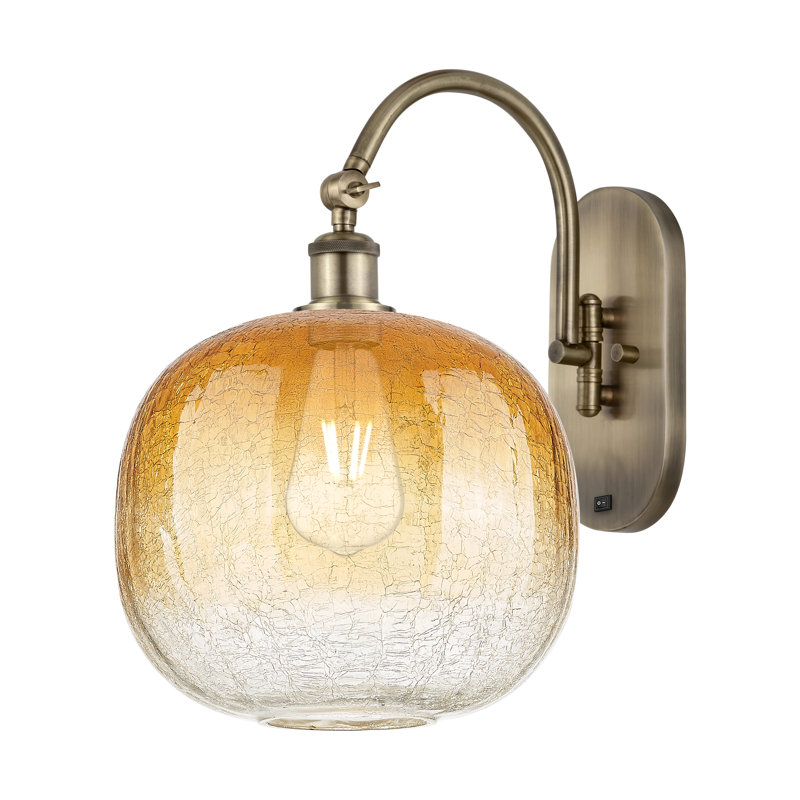 Ballston - Brookhaven Sphere - 1 Light Swiveling Sconce, Antique Brass, Amber