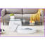 Table basse moderne à double couche ovale avec base en marbre blanc Plateau en verre trempé - facile à nettoyer Anti-rayures-526638624