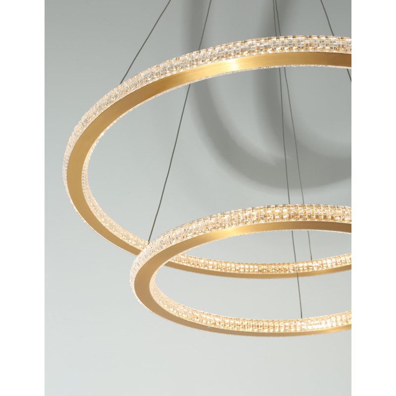 2 - Light Gold LED Crystal Pendant