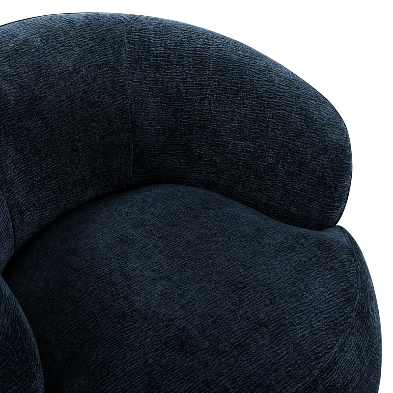 Chaise pivotante rembourrée en chenille bleue de conception moderne de luxe avec coussin en mousse et rotation à 360 degrés
