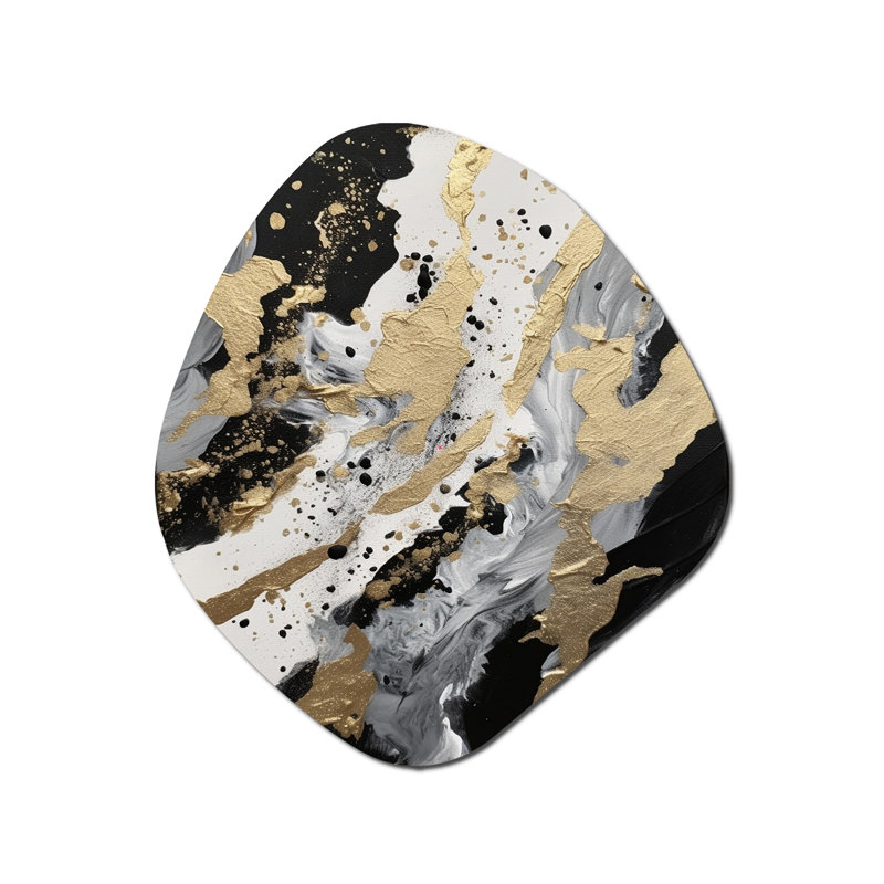 New Gold Balance IV - Art mural abstrait en métal asymétrique, H 28 po x l 25 po
