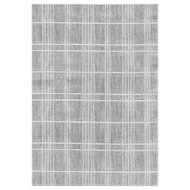 Tapis à motif écossais gris clair / blanc de la collection Clowers, 8 pi x 10 pi, Rectangle 7 pi 5 po x 11 pi 1 po