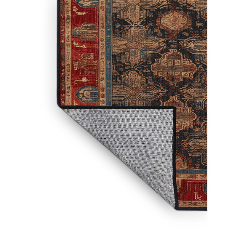 Machine Washable Art Deco Brown Area Rug, Runner 2' x 4'