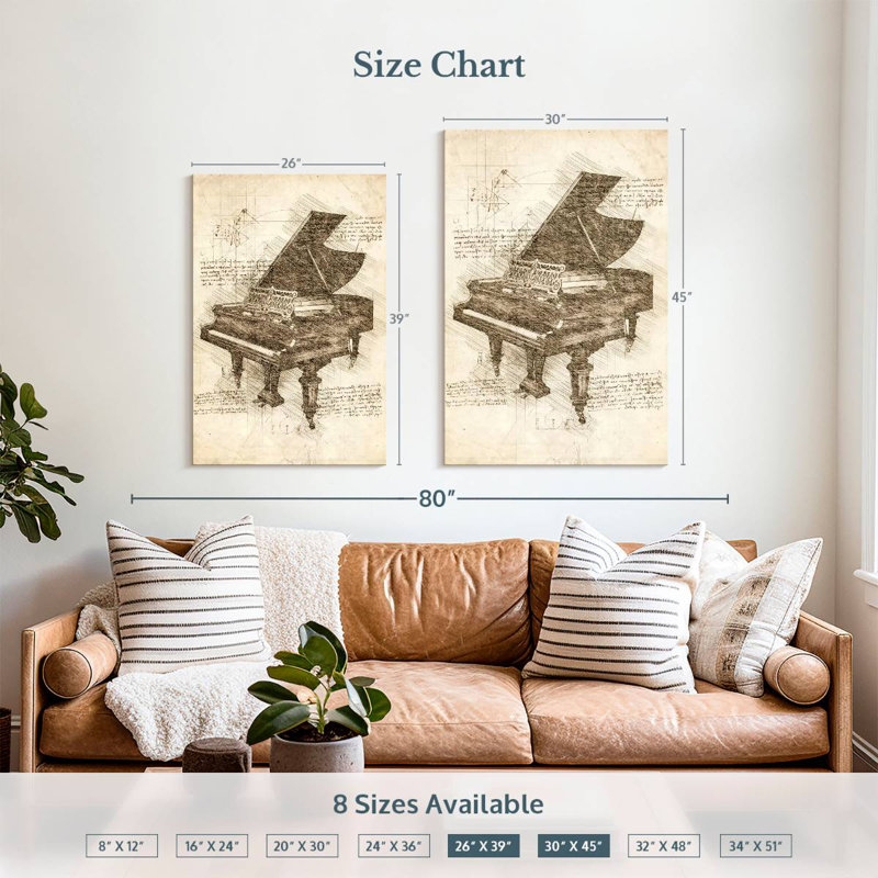Vieux piano à queue Abarca, H 39 po x l 26 po