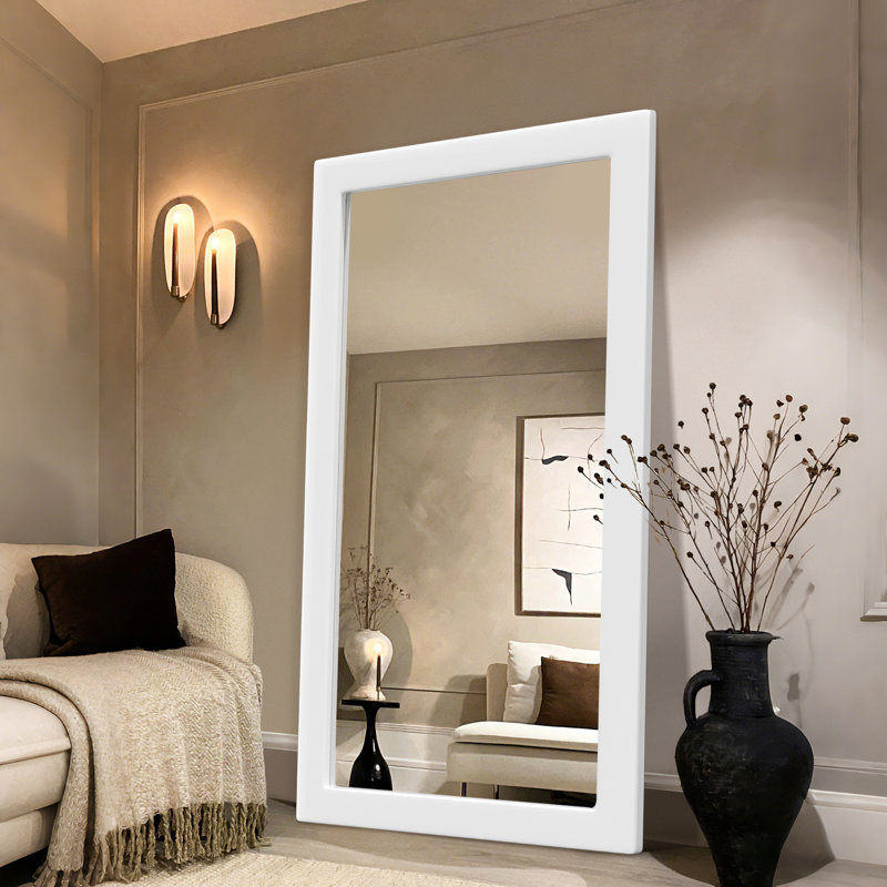 Wooden Frame Flat Mirror, 71" x 32", White
