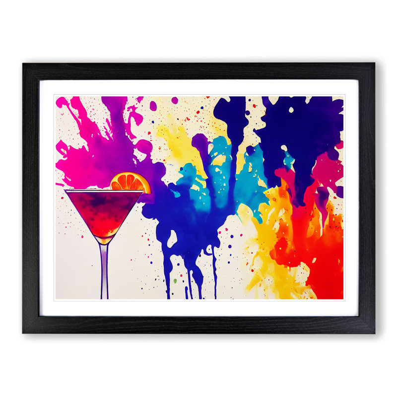 Cocktail Paint Splash Vol.1 Abstract - Framed Print, Black, 46cm H x 64cm W x 2cm D
