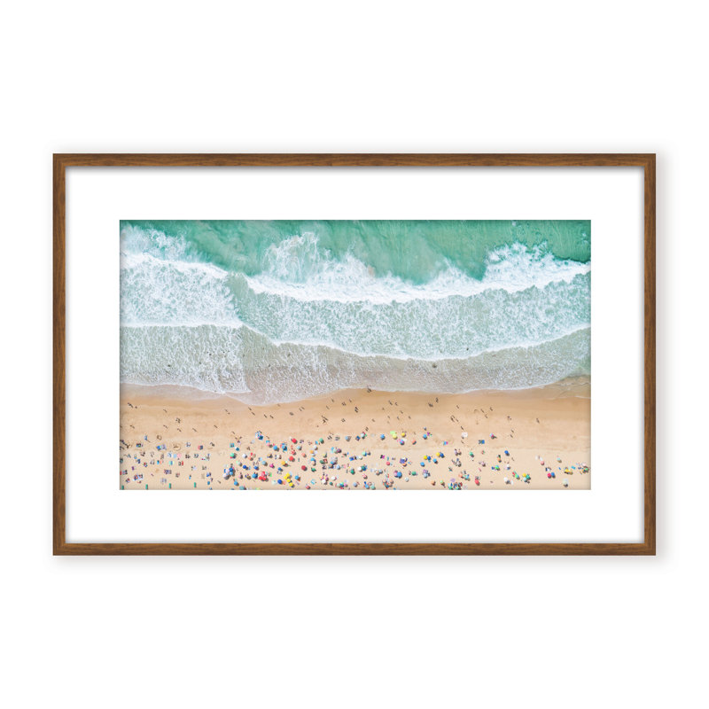 Coastal Retreat Summer Beach by  - Picture Frame Photograph on Paper, 24" H x 36" W x 1.125" D, Beige, Framed Matted Print