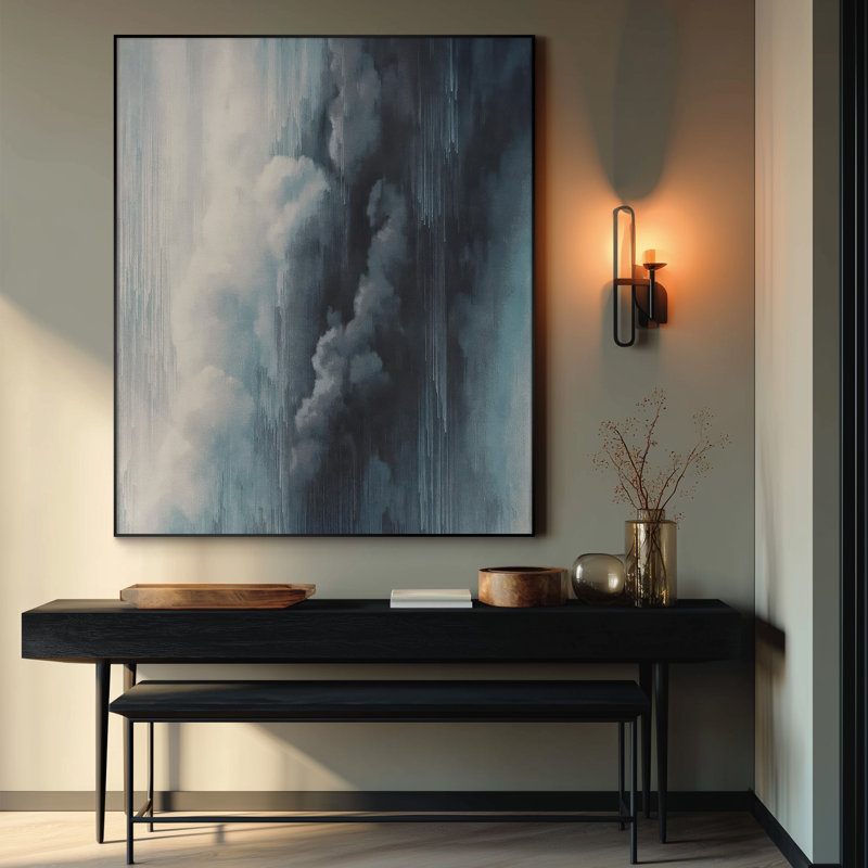 Très grand art mural imprimé sur toile - Paysage abstrait neutre moderne pour la décoration d'une œuvre d'art contemporaine de salon ou de chambre à coucher - «Assemblage requis du cadre (cadre non fini)»