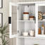 Bibliothèque de rangement haute en verre trempé avec panneau réglable, armoire à 4 portes en panneau de fibres à densité moyenne, blanc, rangement dans la chambre du salon