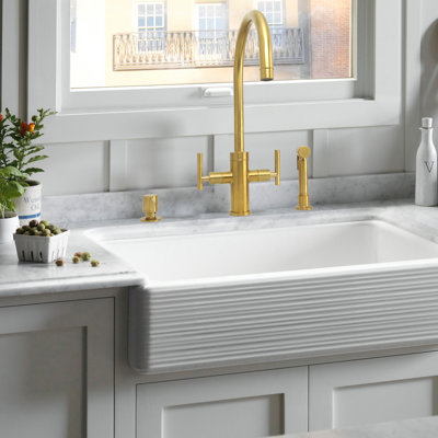 Double Handle Kitchen Faucet With Side Spray