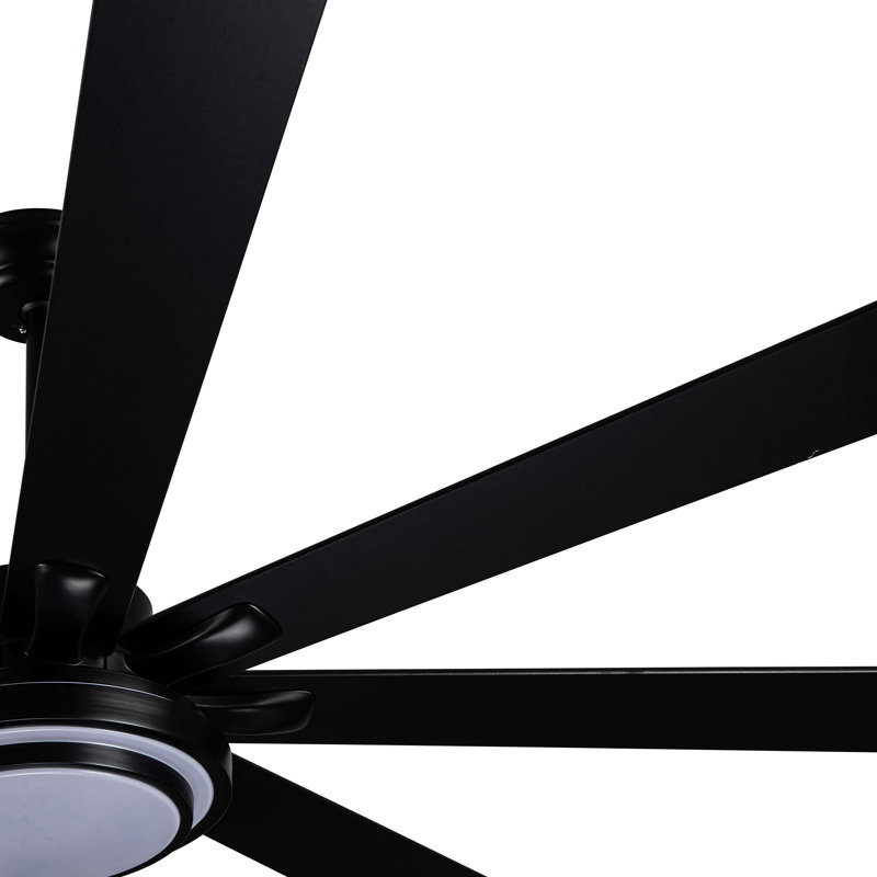 Integrated Led Large Smart Ceiling Fan With Remote Control, Black, Black, 72" Wide