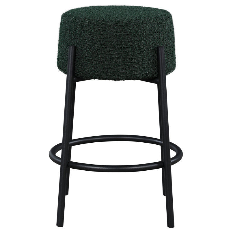 Upholstered Counter Stool with Metal Frame, Counter Stool (26.4" Seat Height), Green