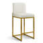 Tabouret de comptoir de cuisine 24 po avec base luge en métal doré et similicuir blanc cassé 24 po-603614637-598637960-598470249