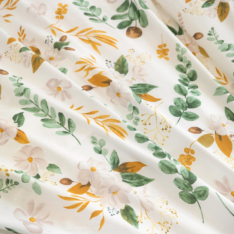 Emmanouil Floral Duvet Cover Set, 100% Washed Cotton,  Soft & Breathable, Full / Double Duvet Cover + 2 Pillow Shams