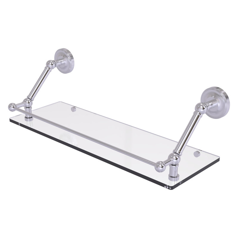 Tablette flottante avec barre de galerie Alcott, Chrome satiné, H 8 po x l 24 po x P 8,6 po