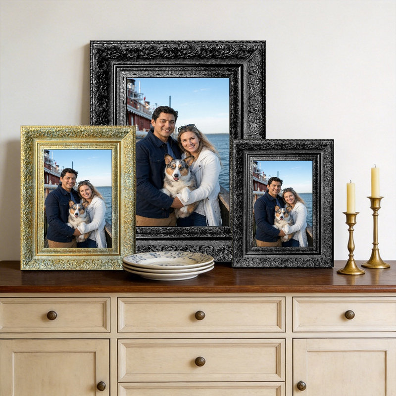 Cadre 8 pi x 10 po noir de style rétro 1PC pour cadeaux de pendaison de crémaillère, Noir, 1, L 8 po x H 10 po