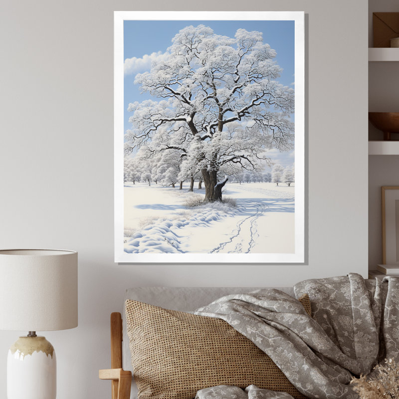 «Lorrianne White Tree Winters Grace», reproduction sur toile, H 40 po x l 30 po x P 1,5 po, Cadre photo blanc