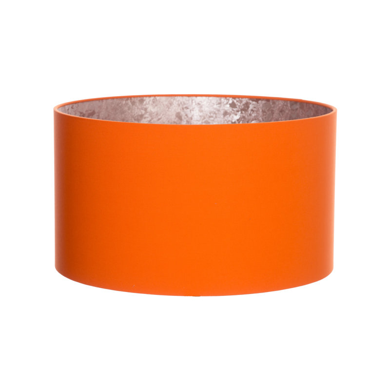 Cotton Drum Lamp Shade ( Screw On ), 28cm H x 45cm W x 45cm D, Tangerine Orange/Rose Gold