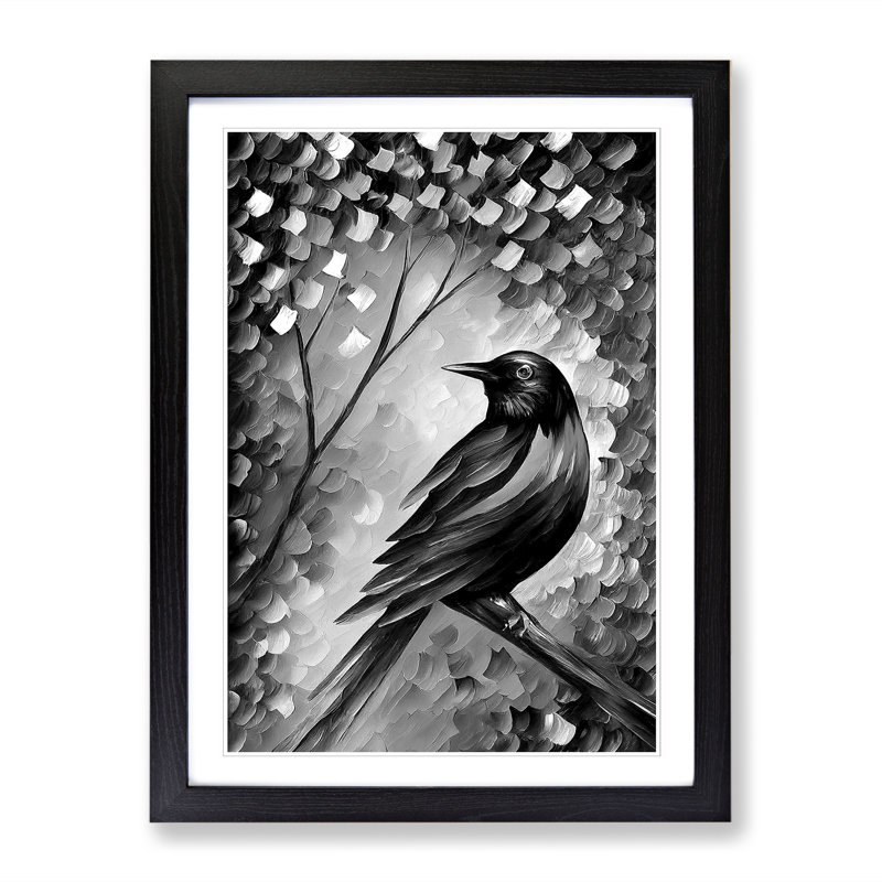 Lenton Magpie Bird Painted Vol.1 - Picture Frame Print, Oak, 64cm H x 46cm W