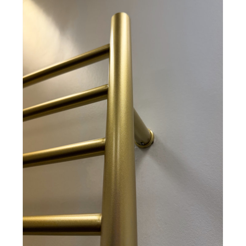 Radiant Large Straight Electric Towel Warmer Hardwired or Plug in, Satin Brass