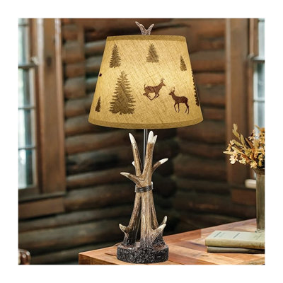 Ensemble de 2 lampes de table campagnardes en bois de cerf Farmhouse