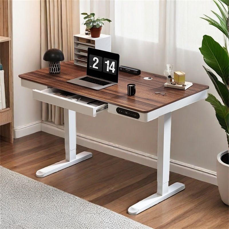 Smart  Electric Standing Desk With LCD Display & Anti-Collision System | Programmable Height-Adjustable Workstation With 70-115Cm Range | 140X60cm Rounded Desktop & Carbon Steel Frame