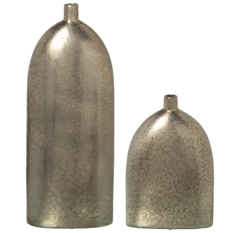 Ivy Bronx Set 2 Ceramic Vases 34Cm+55Cm Silver | Wayfair.co.uk