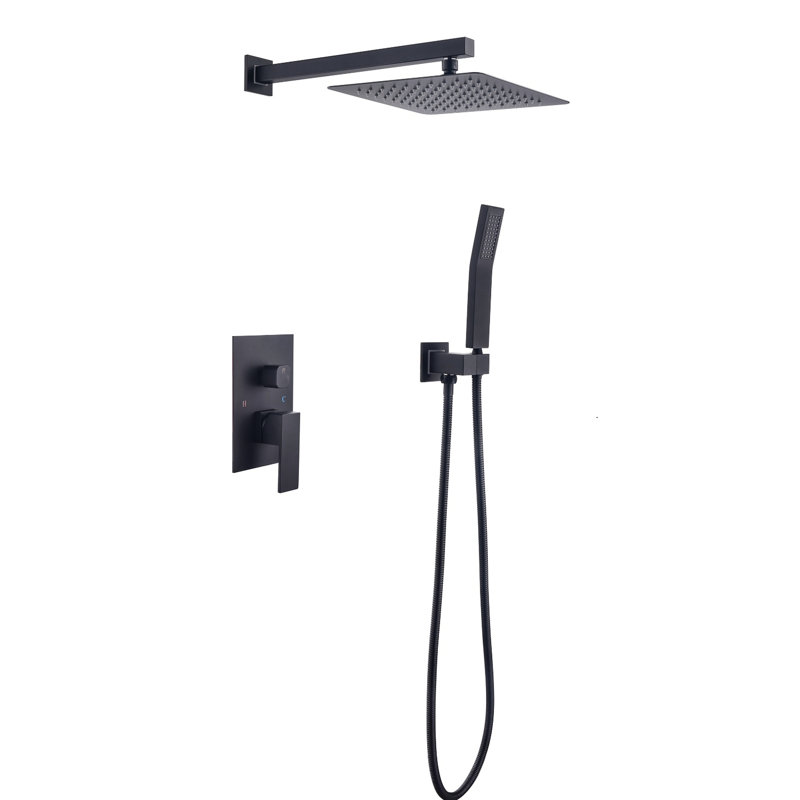 Luxury Bathroom Shower Head - 10 Inch Rain Mixer Wall Mounted Matte Black Brass Forged Easy Made Effortless Showering