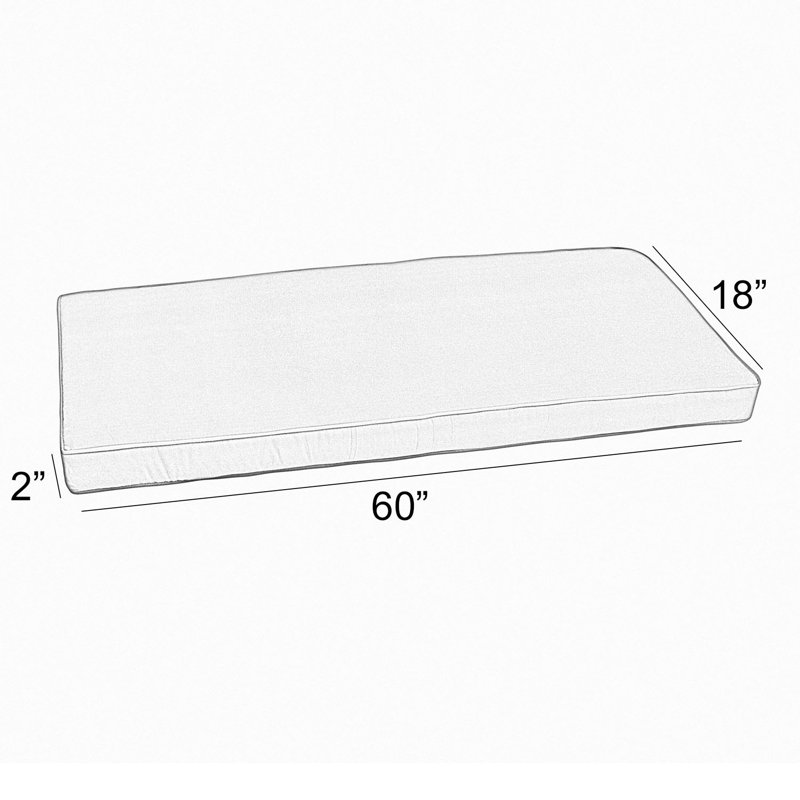 Outdoor 2'' Bench Seat Cushion, 2" H x 60" W x 18" D, Sunbrella - Canvas Spa