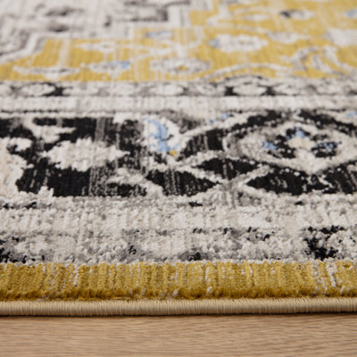 Bernell Persian Medallion Black/Gold Area Rug