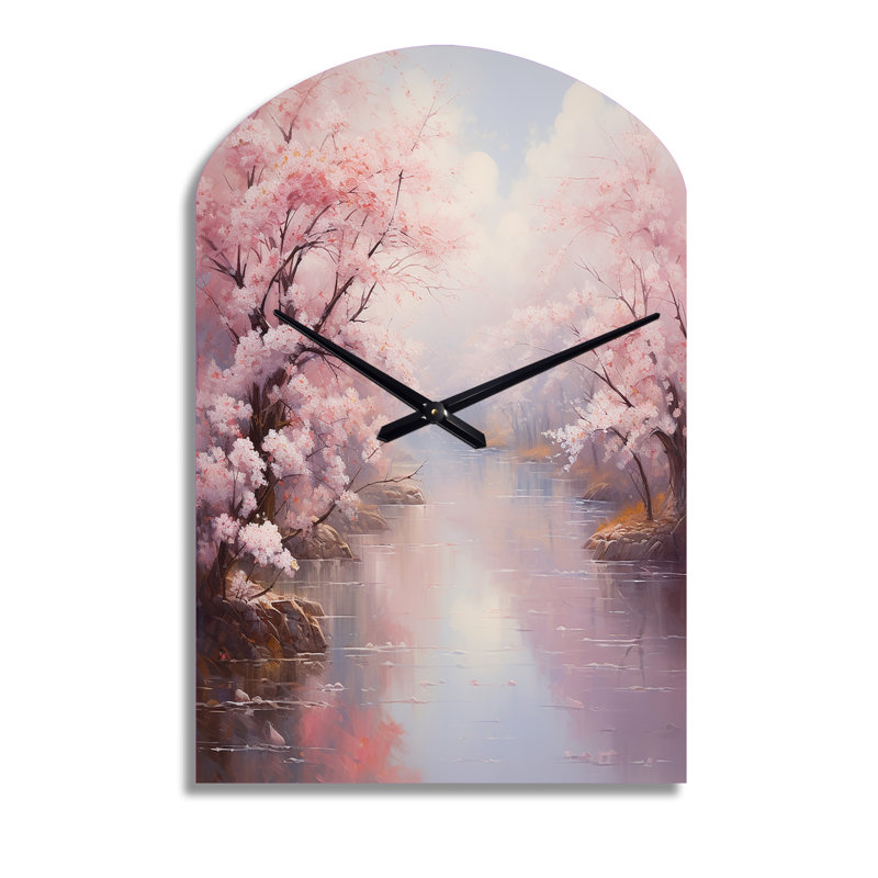 Impression romantique de cerisier rose IV - horloge murale cerise, Moyenne