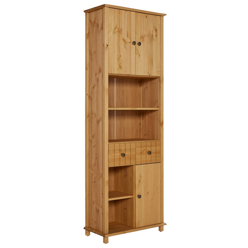 Aaeedah Solid Wood Freestanding Linen Cabinet, Natural Brown