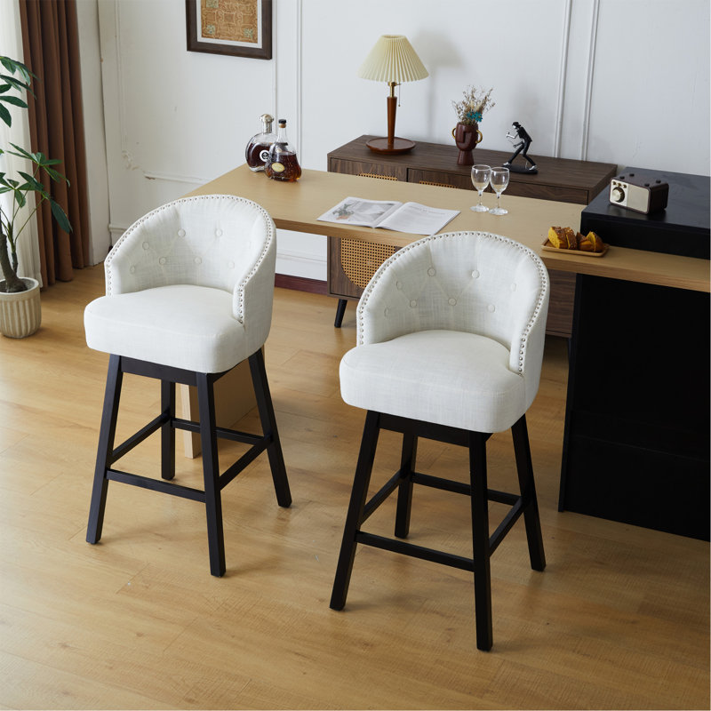Stylish Swivel Counter Stools Set Of 2, Upholstered With Solid Wood Frame, Ergonomic Design For Ultimate Comfort And Durability.