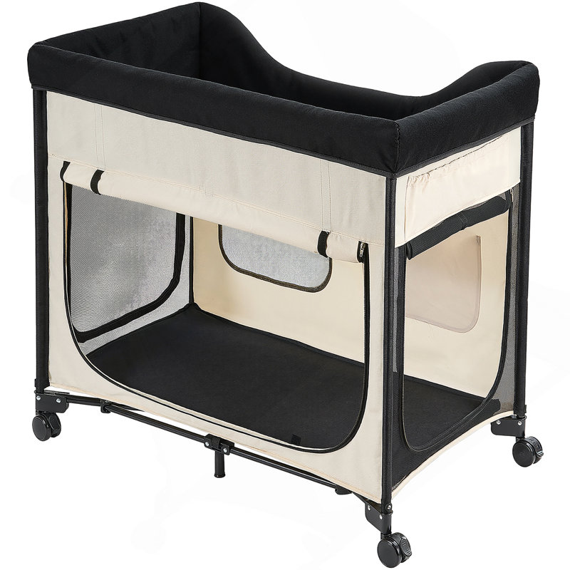 Lit superposé pliable pour chien avec roulettes et sacs latéraux L