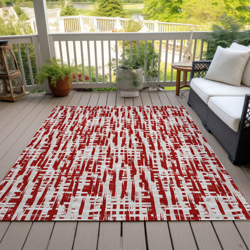 Tapis intérieur / extérieur rouge Ayani , 5' x 7'6"
