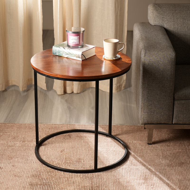 Round End Table | Elegant Accent Table for Living Room 21.6"