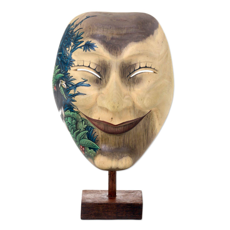 Masque en bois de sourire blissful Mingo