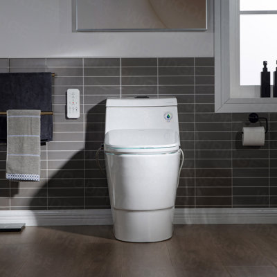 One-Piece Toilet with Smart Bidet Seat ,Wireless Remote/Heaed Seat/Warm Water/Dryer/Soft Close
