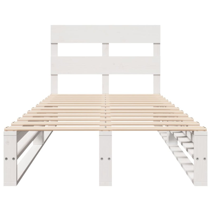 Solid Wood Bed, European Single (90 x 200cm), White