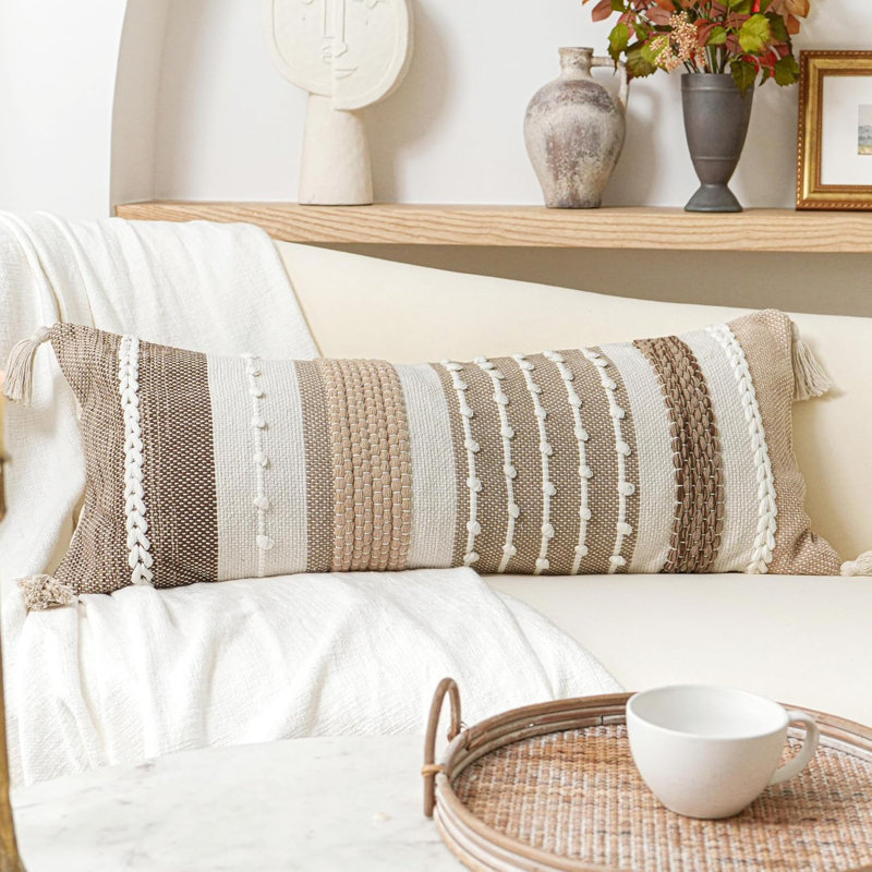 Housse de coussin lombaire 14 po x 36 po Boho
