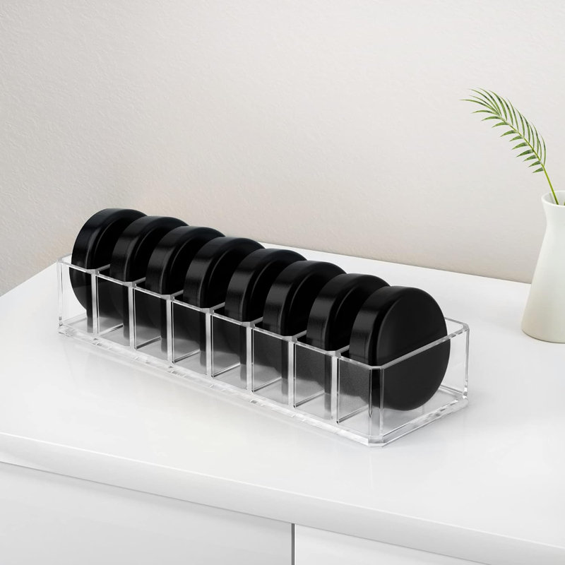 Ensemble de 2 boîtes de rangement compactes en acrylique transparent pour maquillage, 8 espaces de rangement