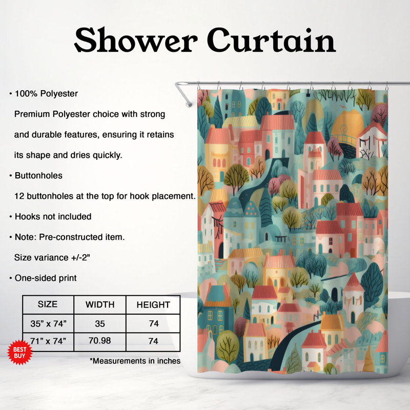 Rideau de douche Vivid Town - Premium, L 71 po x L 74 po